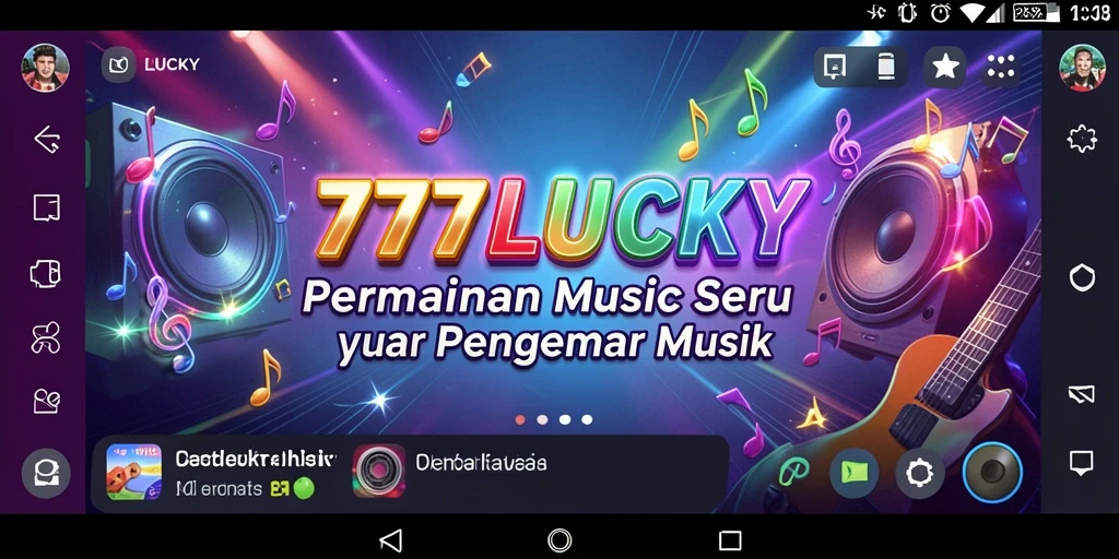 Tampilan screenshot gameplay <strong>777LUCKY</strong> yang menampilkan antarmuka musik yang menarik.