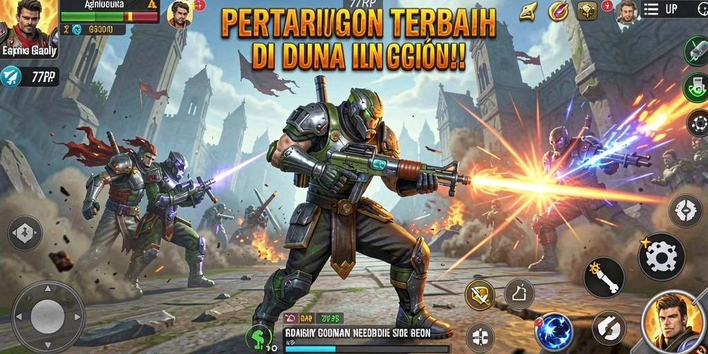 Tampilan gameplay Action yang mendebarkan di 77RP.