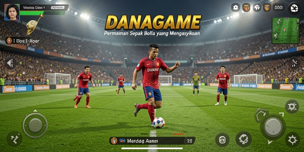 Screenshot gameplay DANAGAME menampilkan aksi seru di lapangan.