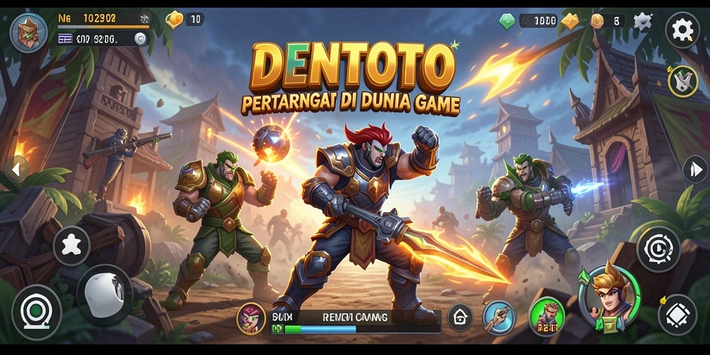 Screenshot utama DENTOTO menampilkan aksi pertarungan yang mendebarkan.