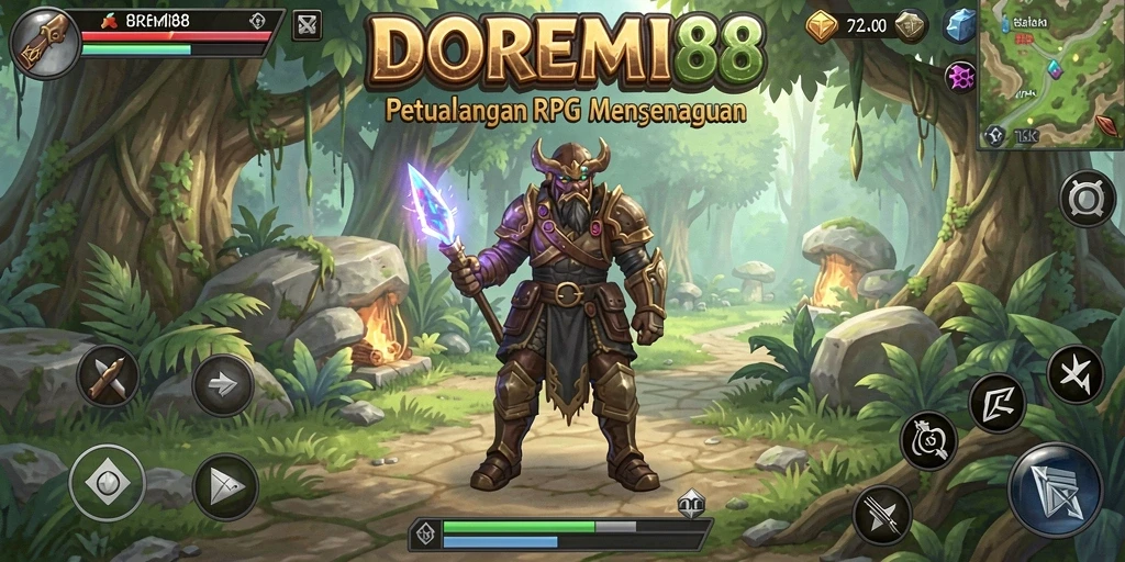 Tampilan karakter dan lingkungan game RPG DOREMI88 yang kaya dan menarik.