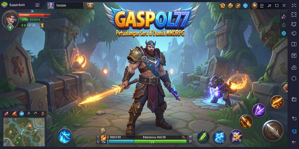 Screenshot GASPOL77 menampilkan pertarungan epik dalam dunia MMORPG.