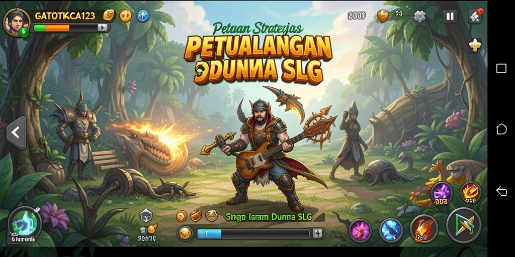 Screenshot dari gameplay seru GATOTKACA123, menunjukkan strategis pertempuran.