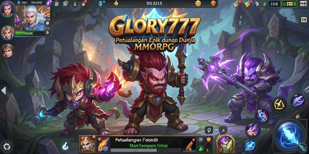 Screenshot GLORY777 yang menampilkan pertarungan epik antara karakter pemain.