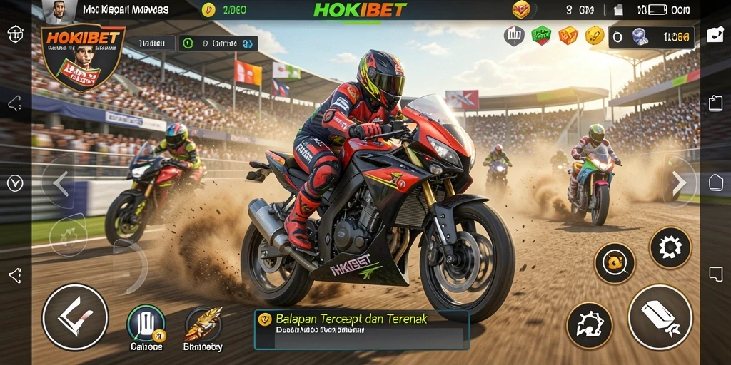 Screenshot HOKIBET yang menampilkan adrenalin balapan motor yang mendebarkan.