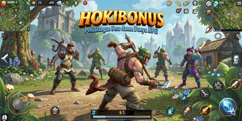 Tangkapan layar HOKIBONUS menampilkan karakter beraksi dalam pertempuran RPG yang menegangkan.