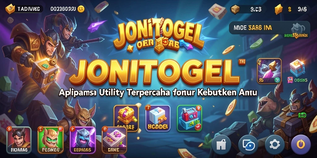 Tampilan utama aplikasi JONITOGEL dengan berbagai fitur Utility.