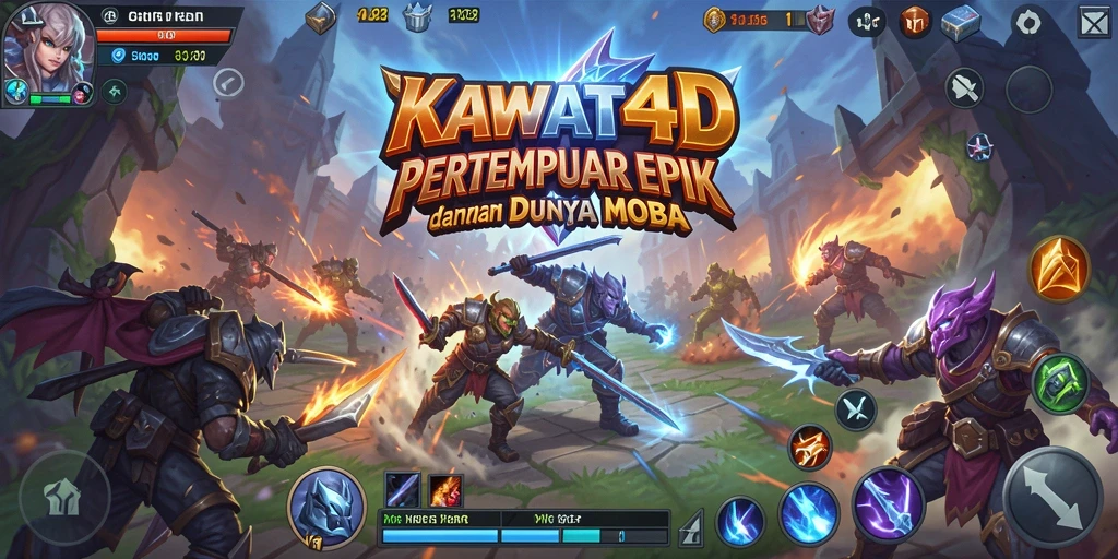 Tampilan gameplay seru di arena pertempuran MOBA.
