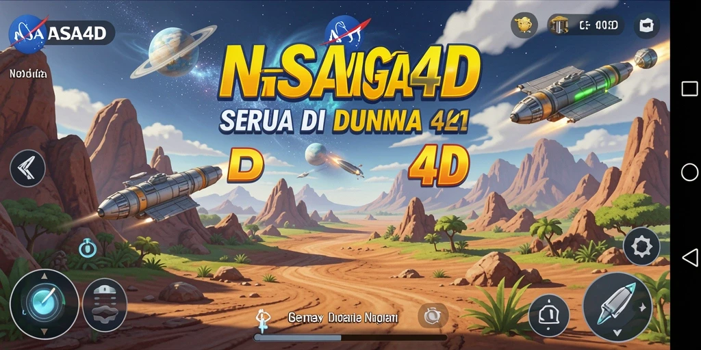 Tampilan gameplay <strong>NASA4D</strong> yang menampilkan eksplorasi luar angkasa.