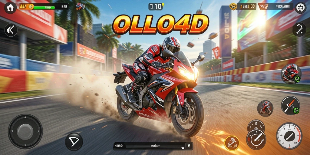Tampilan gameplay seru dari balapan motor di OLLO4D.