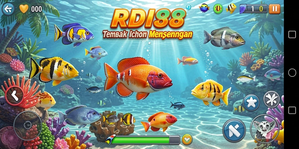 Screenshot menampilkan aksi seru menembak ikan di RDI88.