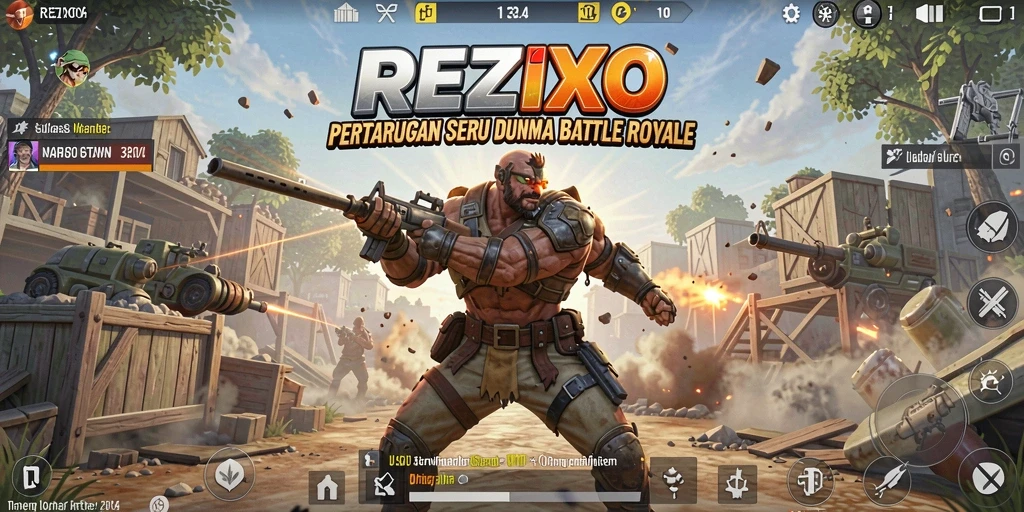 Gameplay mendebarkan dalam dunia Battle Royale di REZIXO.