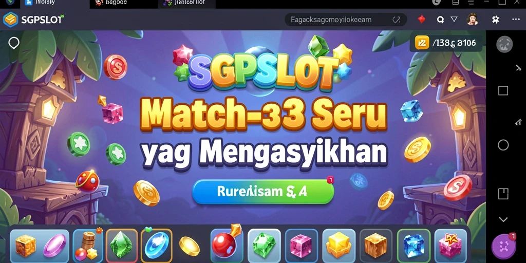 Screenshot gameplay SGPSLOT dengan kombinasi Match-3 yang penuh warna.