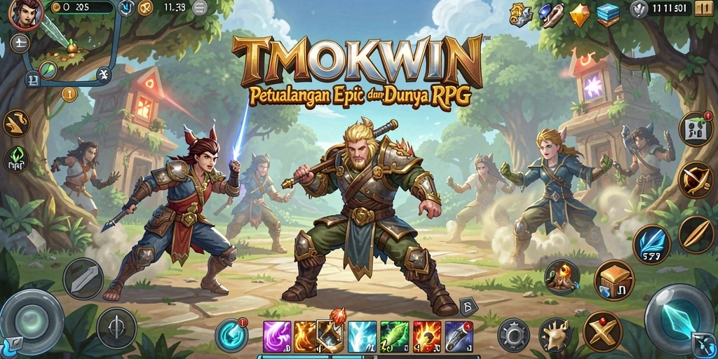 Tampilan gameplay TMOKWIN yang mendebarkan dengan aksi RPG yang seru.