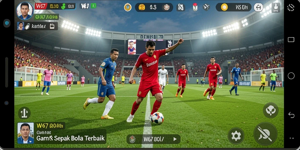 Gameplay W67 yang memukau dalam pertandingan sepak bola.