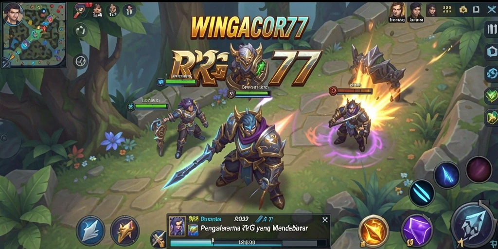 Tampilan utama gameplay <strong>WINGACOR77</strong> menampilkan pertempuran seru dan dunia yang luas.